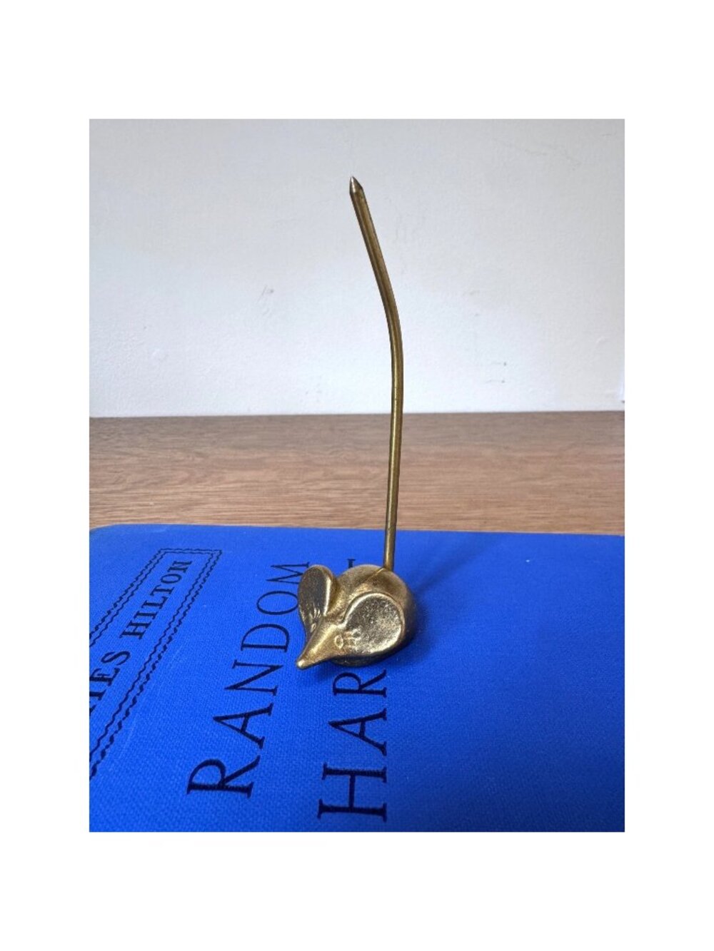 Vintage Brass Mouse Receipt Memo Holder